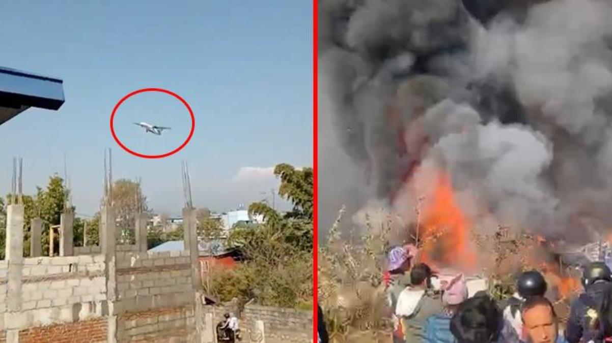 Nepal'de 72 kişiyi taşıyan uçağın düşme anı kamerada