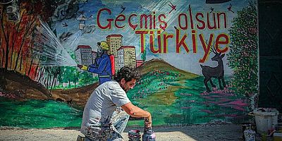 Suriyeli Aziz'den 'Geçmiş olsun Türkiye' grafitisi